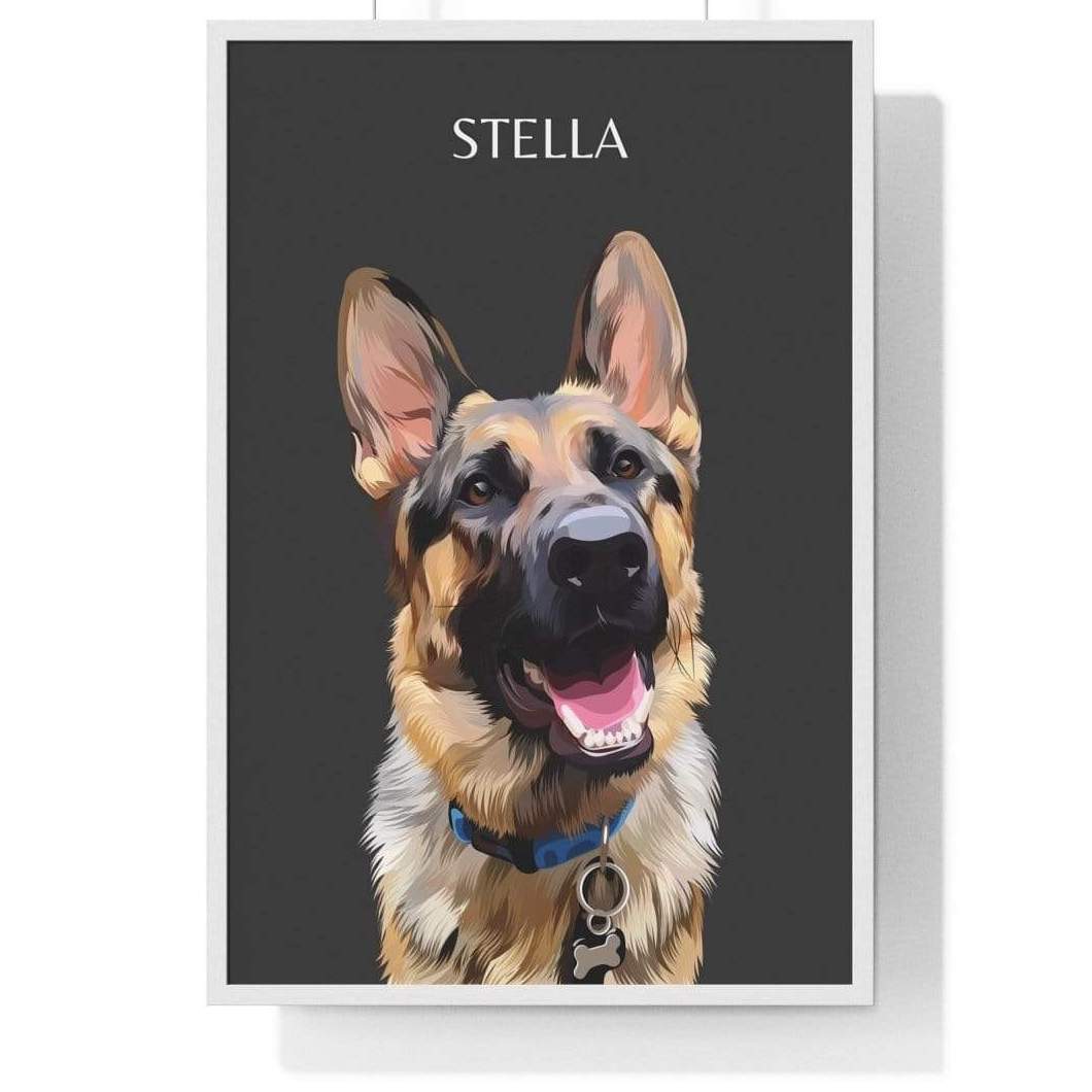 one pet portrait white frame