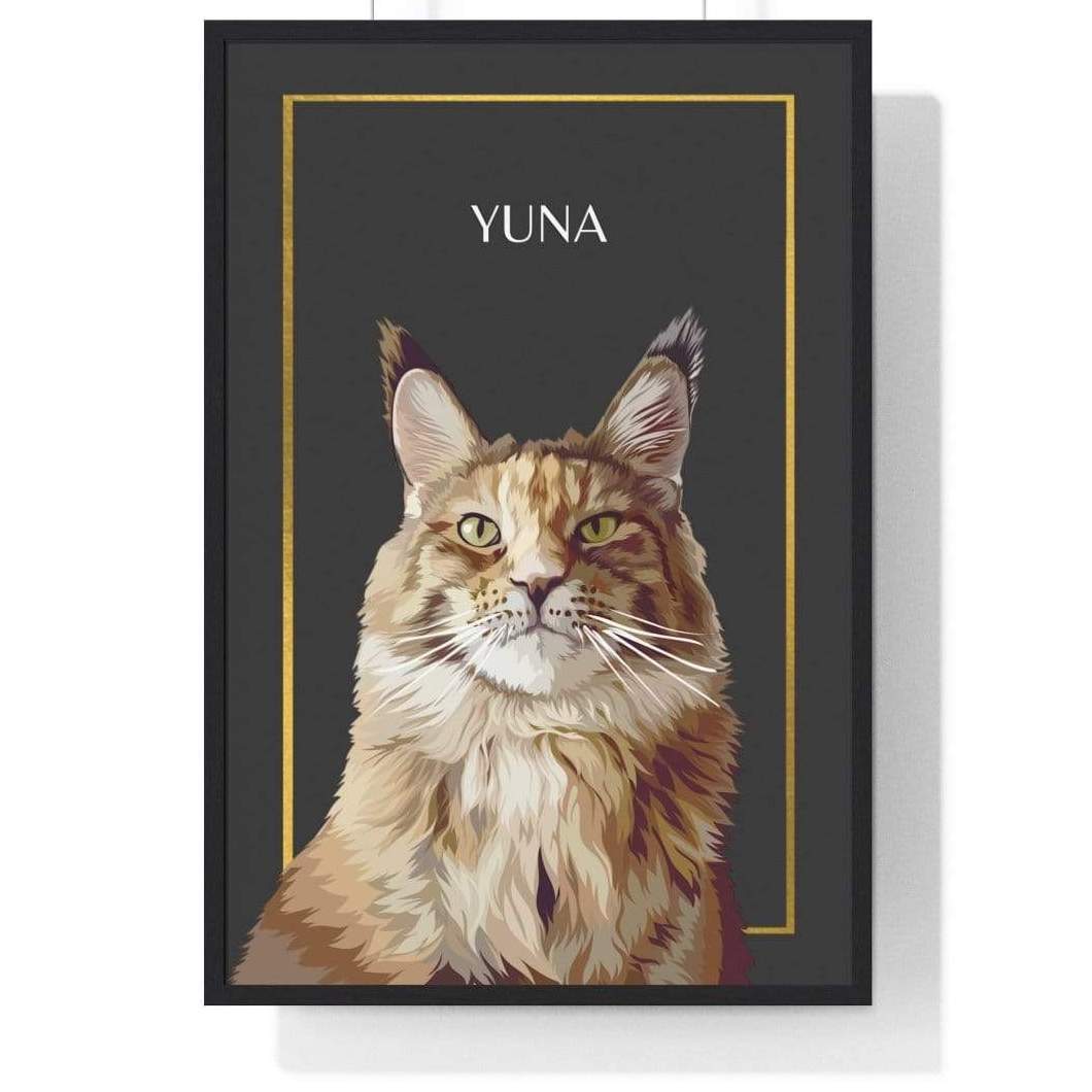 one pet portrait black frame