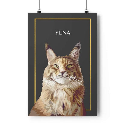 one pet portrait with gold mount