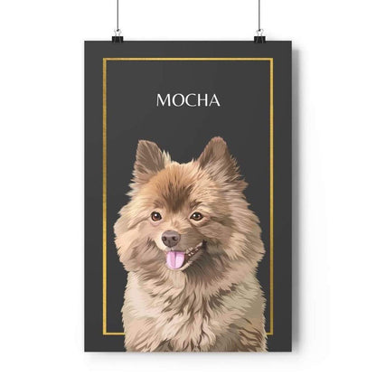one pet portrait charcoal with gold trim poster