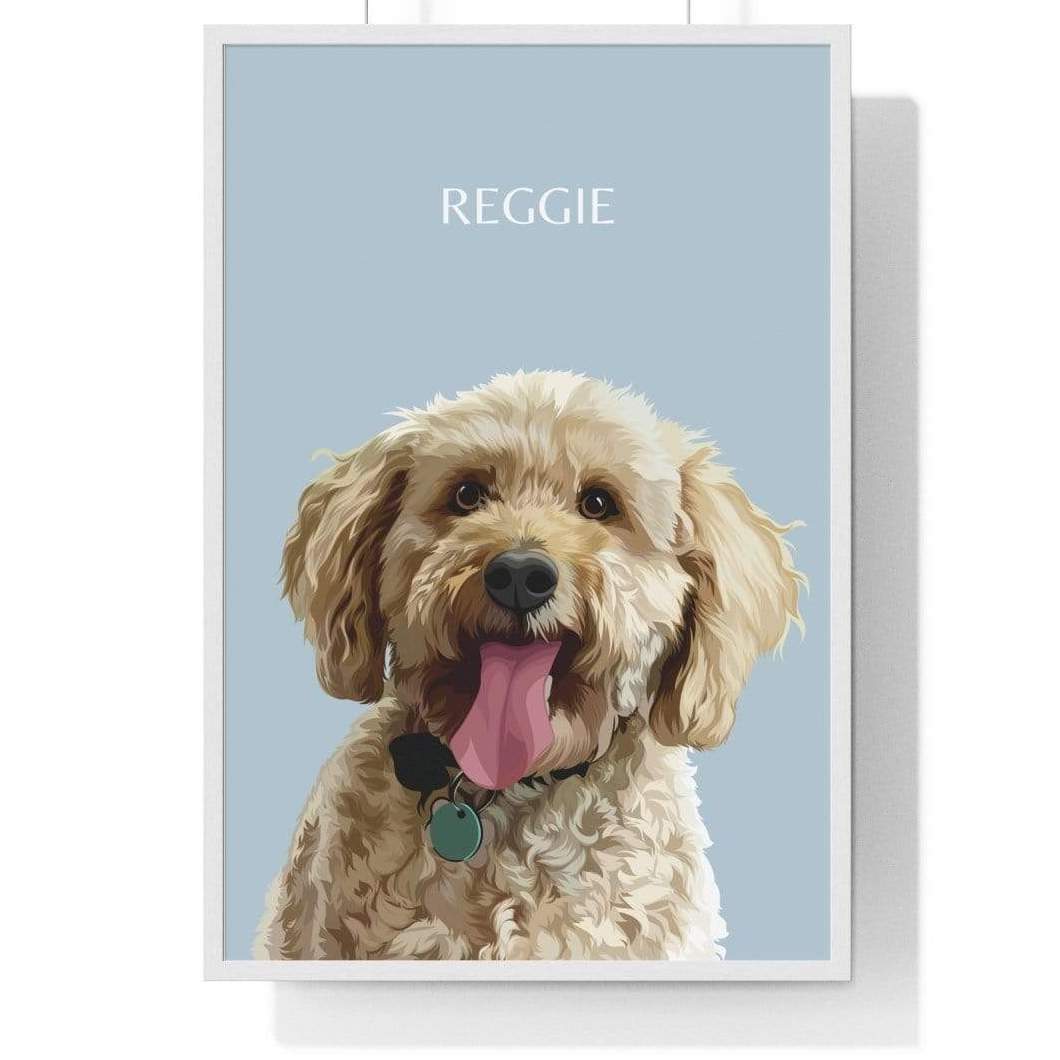 one pet portrait blue white frame