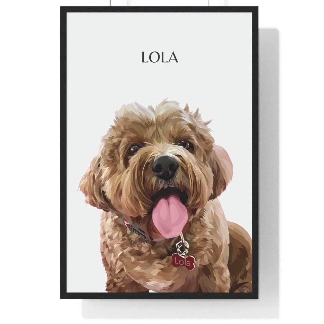 one pet portrait off-white black frame