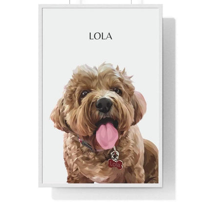 one pet portrait white frame