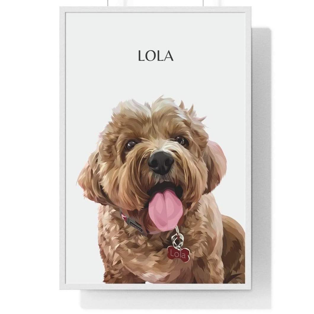 one pet portrait white frame